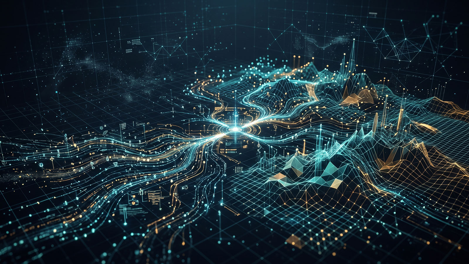 Editorial illustration of an AI-assisted VFX workstation