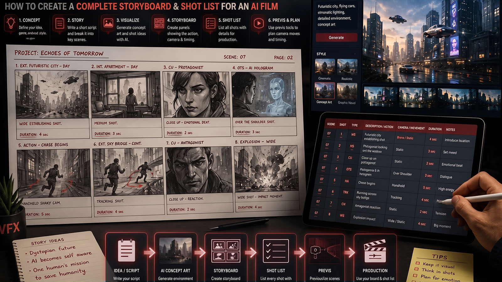 AI Storyboarding: How to Create a Complete Storyboard & Shot List
