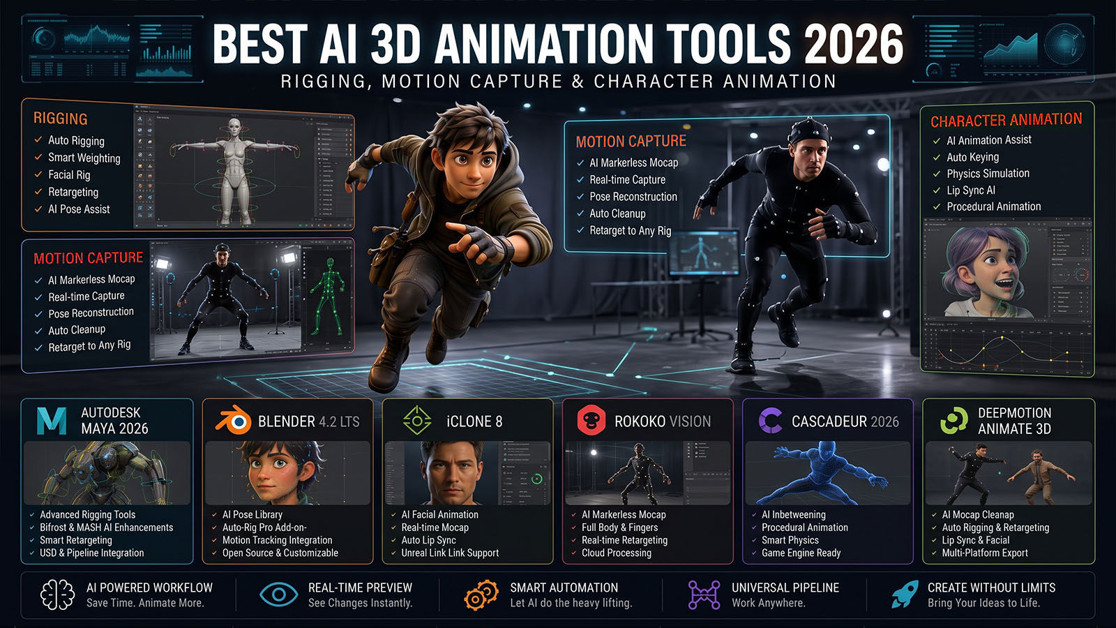 Best AI 3D Animation Tools 2026: Rigging, Motion Capture & Charac