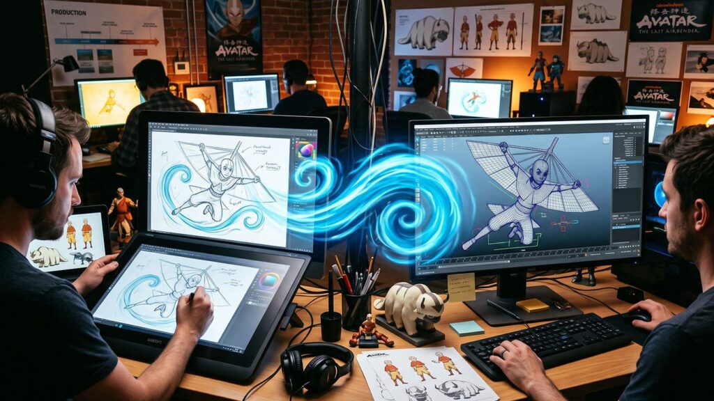 Avatar Aang hybrid 2D and CG animation workflow